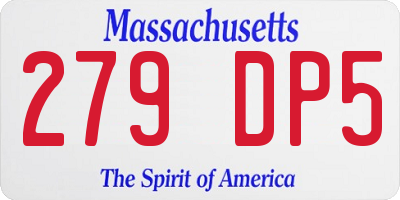 MA license plate 279DP5