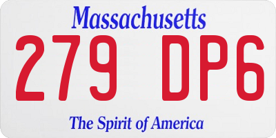 MA license plate 279DP6