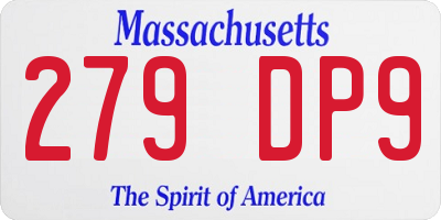 MA license plate 279DP9