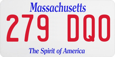 MA license plate 279DQ0