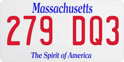 MA license plate 279DQ3