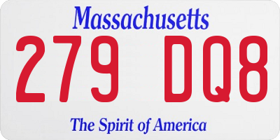 MA license plate 279DQ8
