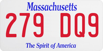 MA license plate 279DQ9