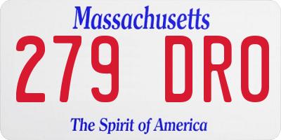 MA license plate 279DR0