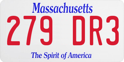 MA license plate 279DR3