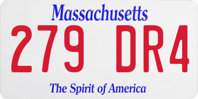 MA license plate 279DR4