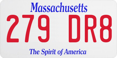 MA license plate 279DR8