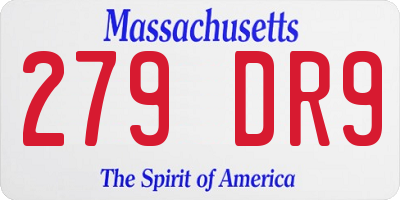 MA license plate 279DR9