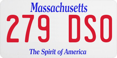 MA license plate 279DS0
