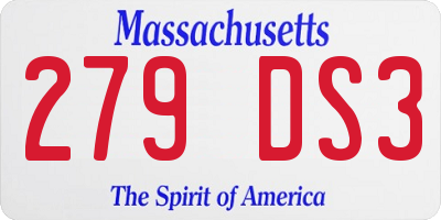 MA license plate 279DS3