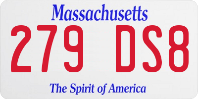MA license plate 279DS8