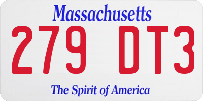 MA license plate 279DT3
