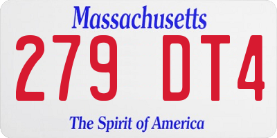 MA license plate 279DT4