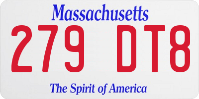 MA license plate 279DT8