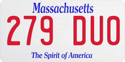 MA license plate 279DU0