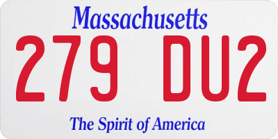 MA license plate 279DU2