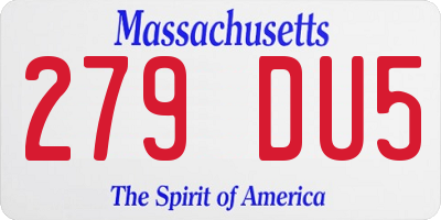 MA license plate 279DU5