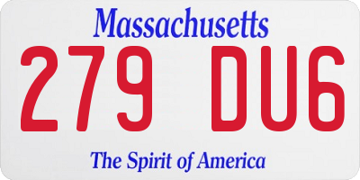 MA license plate 279DU6