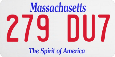 MA license plate 279DU7