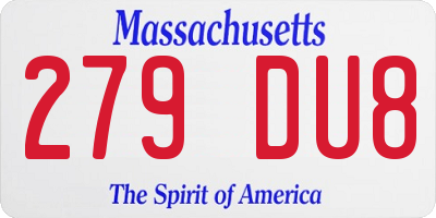 MA license plate 279DU8