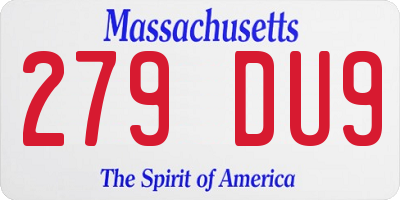 MA license plate 279DU9