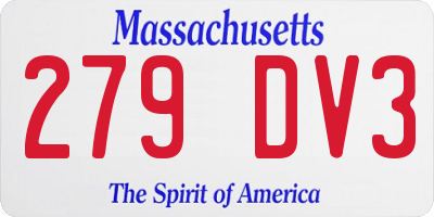 MA license plate 279DV3