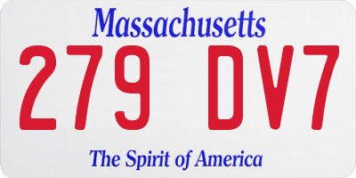 MA license plate 279DV7