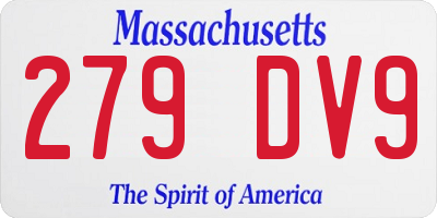 MA license plate 279DV9