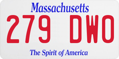 MA license plate 279DW0