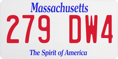 MA license plate 279DW4