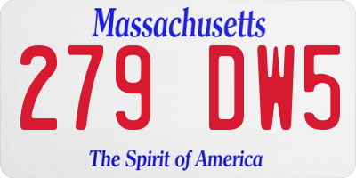 MA license plate 279DW5