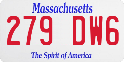 MA license plate 279DW6
