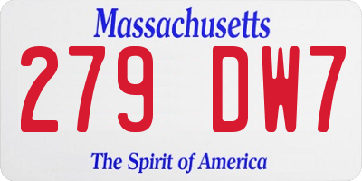 MA license plate 279DW7