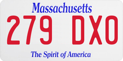 MA license plate 279DX0