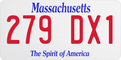 MA license plate 279DX1