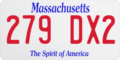 MA license plate 279DX2