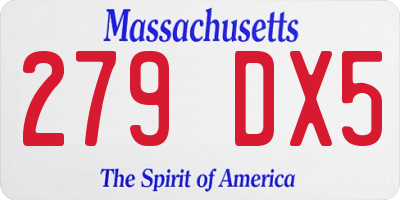 MA license plate 279DX5