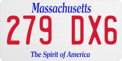 MA license plate 279DX6