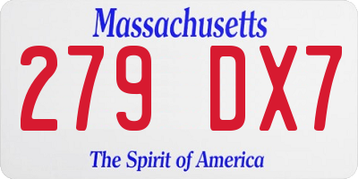 MA license plate 279DX7