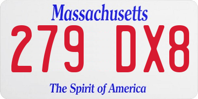 MA license plate 279DX8