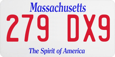 MA license plate 279DX9