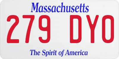 MA license plate 279DY0