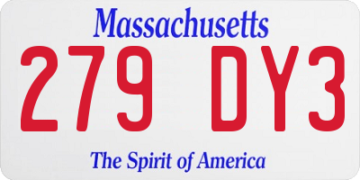 MA license plate 279DY3