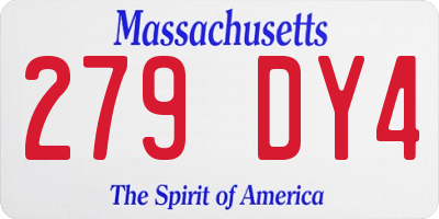 MA license plate 279DY4