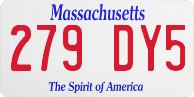 MA license plate 279DY5