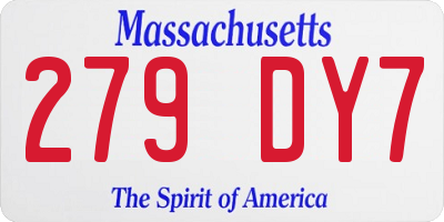 MA license plate 279DY7