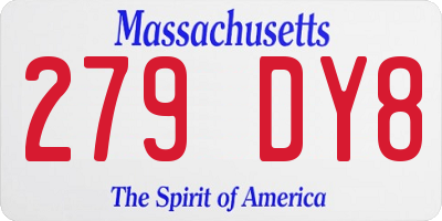 MA license plate 279DY8