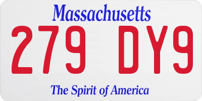 MA license plate 279DY9
