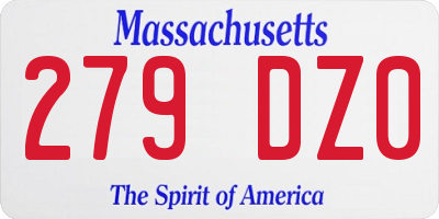 MA license plate 279DZ0