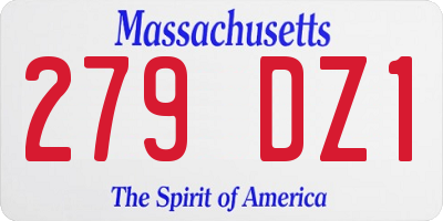 MA license plate 279DZ1